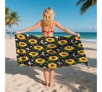 AevuCub Serviette de Plage XXL Microfibre Tournesol Abeille Fleurs Insecte, Drap de Plage Séchage Rapide Anti Sable & Légère, Serviette de Bain 80 x 160 cm, Accessoire & Cadeau été