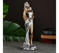 AEVVV Divine Fortune - Statue de la déesse Fortuna - Finition or et argent - Figurine d'intérieur fabriquée à la main pour décoration d'intérieur - Sculpture de collection 29 cm