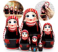 AEVVV Lot de 6 poupées gigognes ukrainiennes biélorusses - Cadeaux ukrainiens - Poupées matriochka en robe folklorique Neglyubsky avec motifs biélorusses - Poupées russes