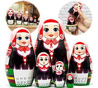 AEVVV Lot de 6 poupées gigognes ukrainiennes - Poupées matriochka en costume slave - Poupées d'art populaire - Poupées russes - Cadeaux ukrainiens