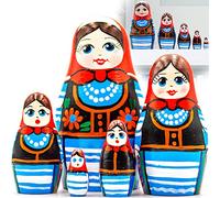 AEVVV Polish Nesting Dolls Set of 5 pcs - Matryoshka Doll in Traditional Polish Costumes with Ornament - Folk Art Décor from Poland - Unique Gift Idea
