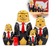 AEVVV Trump Russian Nesting Dolls - Set de 5 Poupées Matriochka Donald Trump - Figurines Politiques en Bois Peintes à la Main - Cadeau Original Décor Maison