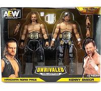 AEW AEW0146 Unrivaled Collection Tag Team Pack-Kenny Omega et Hangman Adam Page Figurines, Plus Accessoires, Multi
