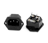 Aexit 250V Eléments enceintes et composants 10A 3 cosses Broche Mâle Connecteur Entrée prise porte-fusible Connecteurs 2 pcs