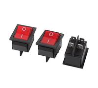Aexit 3 Pcs LED rouge DPST ON-OFF 4P Snap Rocker Bateau Interrupteur KCD7 AC 220V / 15A 125V / 20A HS320118Q458025O