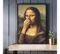 AEXOIO Affiche murale Mona Lisa pour salle de bain, style humoristique inspiré de Da Vinci, décoration vintage sur toile (45 x 65 cm / 18 x 26 pouces/sans cadre)