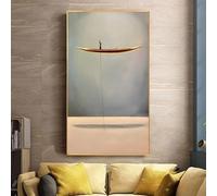 AEXOIO Affiche sur toile représentant un bateau doré, paysage naturel, peinture abstraite, impression d'art mural pour la décoration du salon et de la maison 90x180cm/35x71in