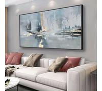 AEXOIO Affiches murales abstraites modernes aux textures bleu doré, idéales pour la chambre, le grand salon et les couloirs. 90x190cm/35x75in