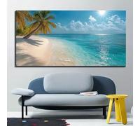 AEXOIO Grande toile murale | Scène de plage tropicale avec cocotiers 80x163cm/31x64in