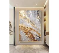 AEXOIO Tableau abstrait contemporain grand format sur toile avec feuille d'or (40 x 55 cm / 16 x 22 pouces/sans cadre)