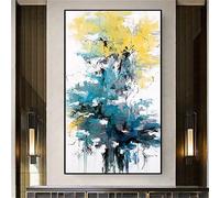 AEXOIO Tableau abstrait moderne bleu, décoration murale pour salon (70 x 170 cm / 28 x 67 pouces/sans cadre)
