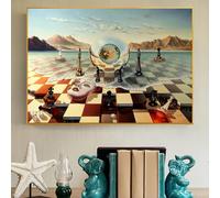 AEXOIO Tableau sur toile Salvador Dali surréaliste « Échecs sur la mer », art mural abstrait et insolite, affiche, décoration intérieure (75 x 130 cm / 30 x 51 pouces/sans cadre)