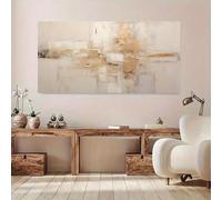 AEXOIO Toile sans cadre, impression d'art géométrique abstrait rétro, affiche sans cadre, fresque murale moderne beige et marron, pour chambre (100x200cm/39x79in/sans cadre)