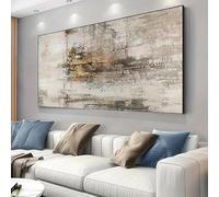 AEXOIO Très grand tableau abstrait moderne beige doré - Style bohème nordique - Décoration murale sans cadre pour salon (86 x 175 cm / 34 x 69 pouces/sans cadre)