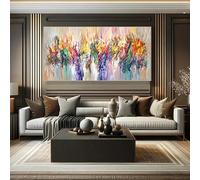 AEXOIO Très grande toile abstraite moderne - Impression d'art mural multicolore vibrante - Impressions murales sans cadre pour le salon 100x200cm/39x79in