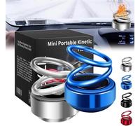 AEXZR Mini chauffage cinétique portable, mini chauffage cinétique portable Aexzr, mini chauffage cinétique, chauffage solaire à double anneau rotatif automatique pour voiture et maison (gris + bleu)
