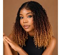 Aeyab Yanky Twist Lot de 8 paquets d'extensions de cheveux synthétiques pré-bouclés au crochet pour femme noire, 25,4 cm (1B/4/30)