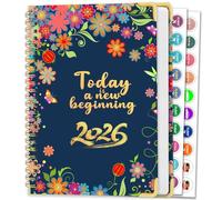 AEYAKA Agenda 2026 - Semainier & Mensuel Relié 15,8×21,7 cm, Design Floral, Organisateur avec Onglets, Notes et Autocollants, Planificateur de Productivité pour Bureau, Études & Maison A267