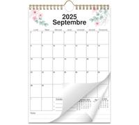 AEYAKA Calendrier Mural 2025-2026, Planificateur Mensuel 16 Mois de Septembre 2025 à Décembre 2026, Format A4, Jours Fériés et Espace Notes, Design Fleurs, Français