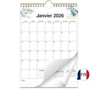 AEYAKA Calendrier Mural 2026, Planificateur Mensuel 14 Mois de Novembre 2025 à Décembre 2026, Format A4, Jours Fériés et Espace Notes, Design Fleurs, Français