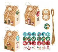 Aezzybe 24PCS Calendrier de l'Avent à Remplir, ensemble Boîtes Bonbons maison pain épice et Boîtes Cadeaux papier kraft, décoration pour compte rebours Noël et emballage cadeau