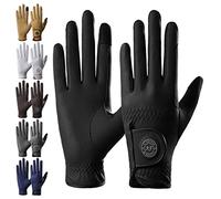 AF EQUESTRIAN Gants d'équitation pour femmes en cuir synthétique premium Sui Sereno avec design peau de serpent (Noir, Moyen)