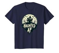 AF hanté : Manoir Effrayant Halloween Horror Night T-Shirt, Enfant, Bleu Marine, 3 Ans