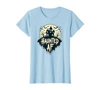 AF hanté : Manoir Effrayant Halloween Horror Night T-Shirt, Femme, Bleu Céleste, L