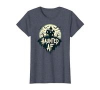 AF hanté : Manoir Effrayant Halloween Horror Night T-Shirt, Femme, Bleu Chiné, L