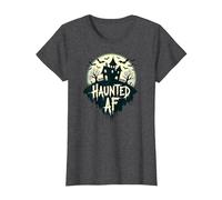 AF hanté : Manoir Effrayant Halloween Horror Night T-Shirt, Femme, Chiné Foncé, L
