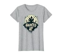 AF hanté : Manoir Effrayant Halloween Horror Night T-Shirt, Femme, Gris Chiné, L