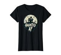 AF hanté : Manoir Effrayant Halloween Horror Night T-Shirt, Femme, Noir, L