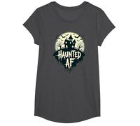 AF hanté : Manoir Effrayant Halloween Horror Night T-Shirt, Fille, Chiné Foncé, L