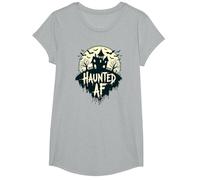 AF hanté : Manoir Effrayant Halloween Horror Night T-Shirt, Fille, Gris Chiné, L