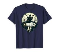 AF hanté : Manoir Effrayant Halloween Horror Night T-Shirt, Homme, Bleu Marine, L