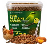 AF® vers de Farine Séchés Premium, 5L Ver de Farine Deshidraté 52% Protéines, Snack Naturel pour Hérisson, Reptiles et Rongeurs, 100% Naturel sans Additifs avec Fermeture Zip