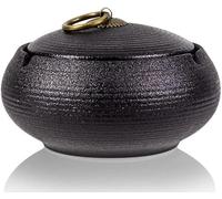 AF-WAN Céramique rétro, Cendrier avec couvercle pour l'extérieur, simplicité Cendrier à cigares pour la maison et la décoration de bureau (11X7.2cm) (vert gazon)