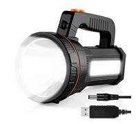 AF-WAN Lampe torche LED portable rechargeable puissante 9000 mAh 7000 lumens étanche projecteur latéral lanterne chargeur USB téléphone (noir)
