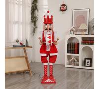 AFAGUEEUPD 160cm Casse-Noisette Géant en Bois, avec lumières et Musique, Bras oscillant Automatique pour Jardin, pelouse ou Porche Pendant Les fêtes de Noël C2