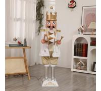 AFAGUEEUPD 160cm Casse-Noisette Géant en Bois, avec lumières et Musique, Bras oscillant Automatique pour Jardin, pelouse ou Porche Pendant Les fêtes de Noël D2