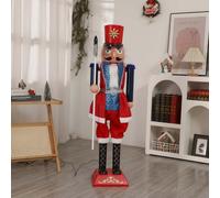 AFAGUEEUPD 160cm Casse-Noisette Géant en Bois, avec lumières et Musique, Bras oscillant Automatique pour Jardin, pelouse ou Porche Pendant Les fêtes de Noël B1