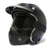 AFAGUEEUPD Casque de Moto rétro 3/4 Ouvert Bluetooth avec visière Solaire et intérieur Amovible, Casque de Moto Ouvert Dot/ECE Jet Helme F,XXL(63cm)