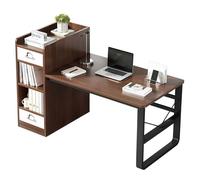 AFAGUEEUPD Grand bureau d'ordinateur avec armoire à tiroirs, bureau debout moderne avec étagères, tiroirs de rangement, bureau d'ordinateur moderne à domicile, 130 cm
