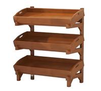 AFAGUEEUPD Présentoir à 4 niveaux en bois, étagère de grande capacité pour fruits, légumes, rangement vertical avec plateau amovible en noyer 66 cm, 3 couches