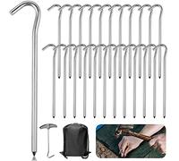 AFAIK 24 Pcs Piquets de Tente Piquets de Fixation Sol 18 cm Sardines Camping et Extracteur de Piquets pour Tente De Camping Jardinage Acier Galvanisé Sardine Tent