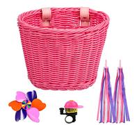 AFAIK Panier Velo Enfant Décoration Vélo Enfant Panier Velo Enfant Fille with Cloche de vélo et Enfant Vélo Rubans Tassel pour Accessoires Bicyclette Filles Garçons (Rose)