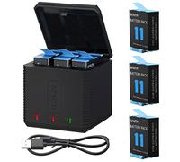 AFAITH 3 PCS Batteries + Boîtier de Chargeur de Batterie 3 Canaux pour GoPro Hero 12 11 10 9 Black, Batterie à Chargement Rapide et Batteries (1720mAh) avec USB câble Type C