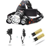 AFAITH 5000LM T06 LED Lampe Frontale Puissant Headlight Zoom Head Torch Light + 2 Batteries + Chargeur pour Randonnée, Vélo, Camping
