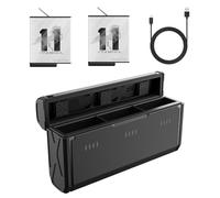 AFAITH Batterie Enduro et Chargeur Rapide pour Gopro,Batterie Rechargeable Rapide à Basse Température avec 2 Cartes TF pour Gopro Hero 12 11 10 9 (2 Piles et étui de Chargement)