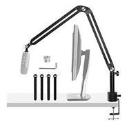 AFAITH Bras Micro, Perche Micro, Support de Microphone, Pied Micro Bureau, avec 3/8" à 5/8" Compatible avec HyperX Quadcast| Razer Seiren Mini| Fifine| Elgato Wave